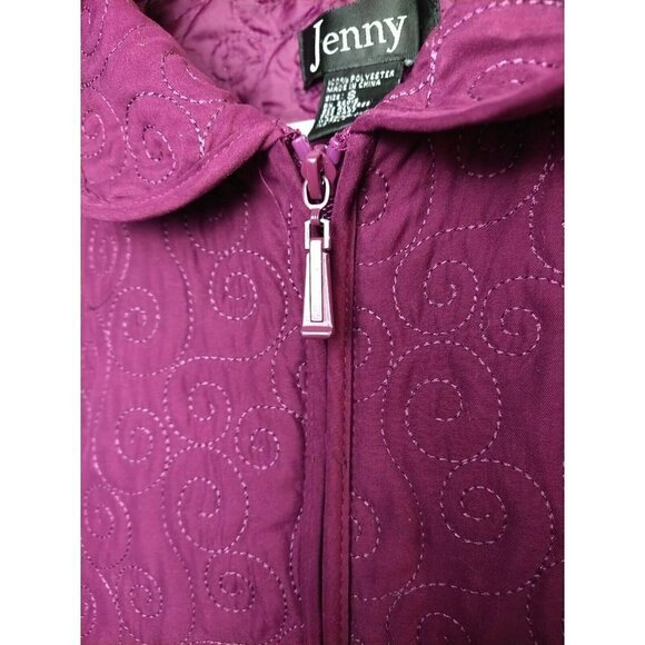JENNY Purple Women's Sleeveless Full Zip Swirl Designed Quilted Vest Size S - Picture 5 of 9